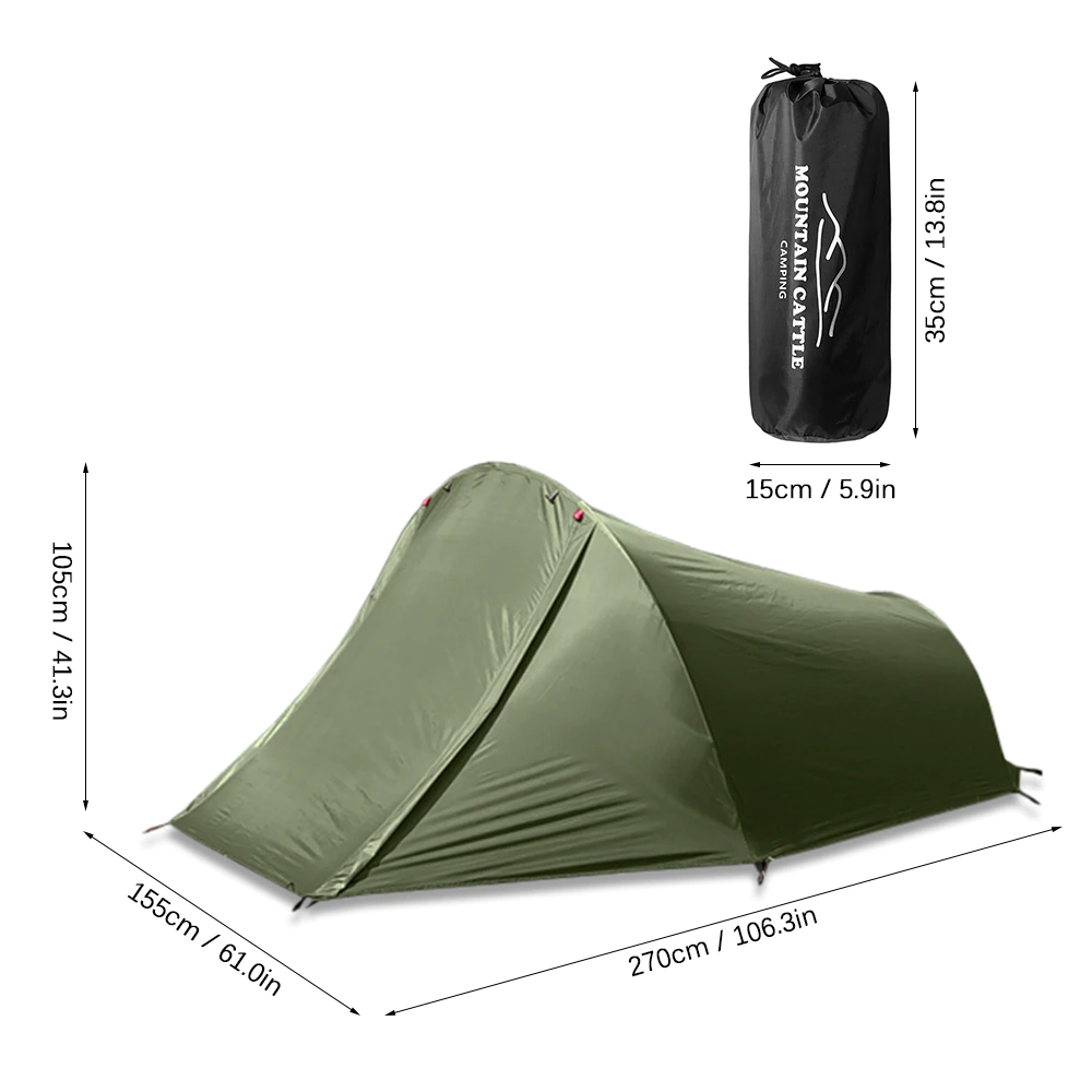 Cheap Goat Tents Ultralight Dual Layer Waterproof Sleeping Bag Tent 2 Person Outdoor Camping Tent Aluminum Pole Tourist Tent Hiking Backpack Tent   